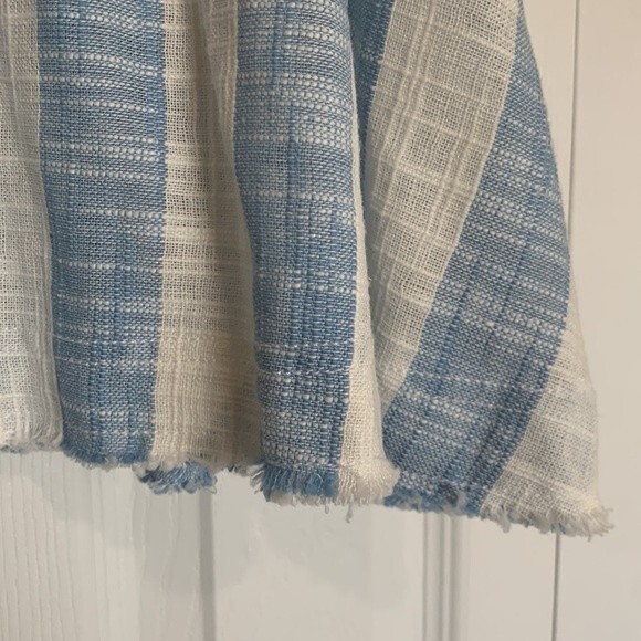 We The Free Away At Sea Striped Linen Blend Button Down Cropped Collared Shirt - Picture 6 of 11